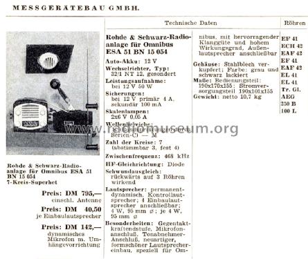 Omnibusanlage ESA 51 ; Rohde & Schwarz, PTE (ID = 2393354) Car Radio