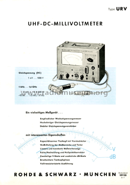 UHF-DC-Millivoltmeter URV ; Rohde & Schwarz, PTE (ID = 2689296) Equipment