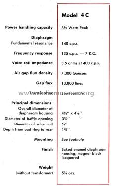 3½ Watt, 4' Loudspeaker 4C; Rola Company AUS Pty (ID = 2433072) Parleur