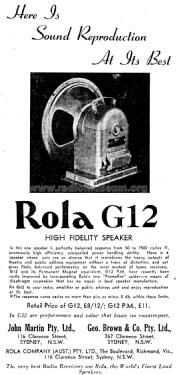 G-12; Rola Company AUS Pty (ID = 1826309) Parlante