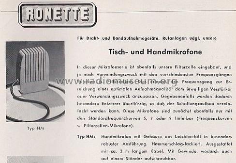 Kristall Handmikrofon HM; Ronette (ID = 1747136) Microphone/PU