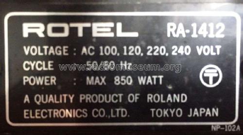 Integrated Amplifier RA-1412; Rotel, The, Co., Ltd (ID = 2355139) Ampl/Mixer