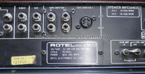 Integrated Stereo Amplifier RA-712; Rotel, The, Co., Ltd (ID = 951129) Ampl/Mixer