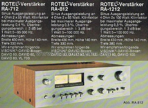 Integrated Stereo Amplifier RA-812; Rotel, The, Co., Ltd (ID = 587564) Ampl/Mixer