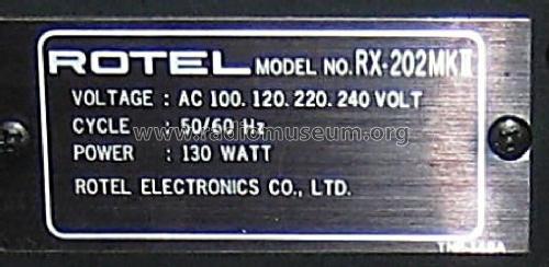 Stereo Receiver RX-202MKII ; Rotel, The, Co., Ltd (ID = 587814) Radio