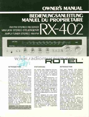 Stereo Receiver RX-402; Rotel, The, Co., Ltd (ID = 1671842) Radio