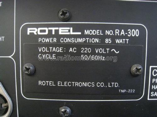 Stereo Integrated Amplifier RA-300; Rotel, The, Co., Ltd (ID = 2039682) Ampl/Mixer