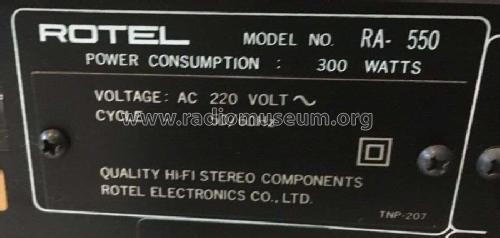 Stereo Integrated Amplifier RA-550; Rotel, The, Co., Ltd (ID = 2351084) Ampl/Mixer