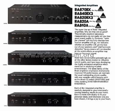 Stereo Integrated Amplifier RA-810A; Rotel, The, Co., Ltd (ID = 2807743) Ampl/Mixer