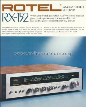 Stereo Receiver RX-152; Rotel, The, Co., Ltd (ID = 1679325) Radio