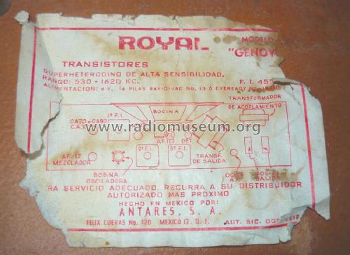 Royal Genova Six Transistor ; Antares S.A.; Mexico (ID = 1820651) Radio