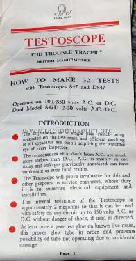 Testoscope 847 & D847; Runbaken Magneto Co. (ID = 3014919) Equipment