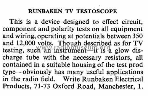 TV Testoscope ; Runbaken Magneto Co. (ID = 3014925) Equipment