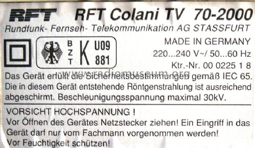 Colani TV70-2000; Rundfunk- Fernseh- (ID = 1356219) Television