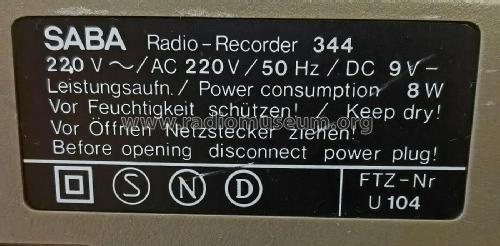 2 Band Cassetten Recorder RCR 344 Automatic; SABA; Villingen (ID = 2812740) Radio