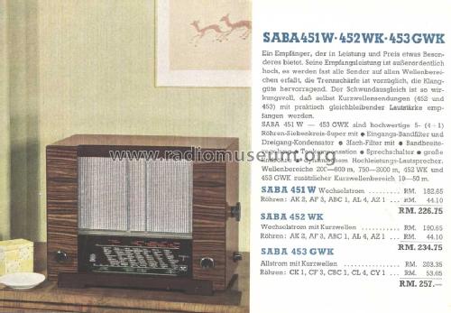 S-451W 451W; SABA; Villingen (ID = 40049) Radio