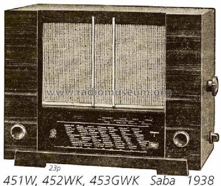 S-453GWK 453GWK; SABA; Villingen (ID = 708444) Radio