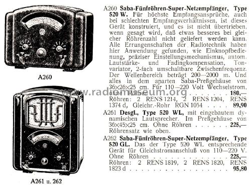 520GL; SABA; Villingen (ID = 2802222) Radio