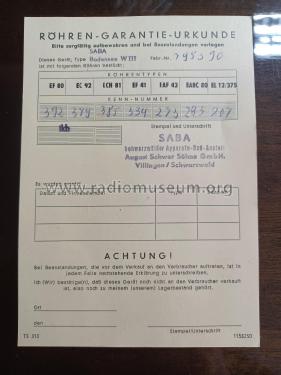 Bodensee W3 ; SABA; Villingen (ID = 2856006) Radio