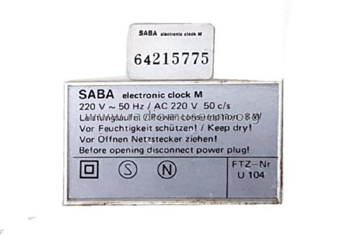 Electronic Clock M; SABA; Villingen (ID = 2736713) Radio