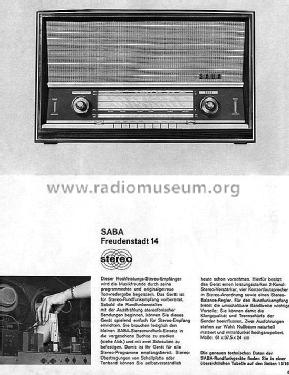 Freudenstadt 14 Stereo; SABA; Villingen (ID = 2456923) Radio