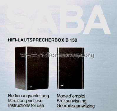 HiFi Lautsprecherbox B 150; SABA; Villingen (ID = 1776828) Parlante