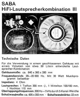 HiFi-Lautsprecherbox III ; SABA; Villingen (ID = 2367386) Parleur