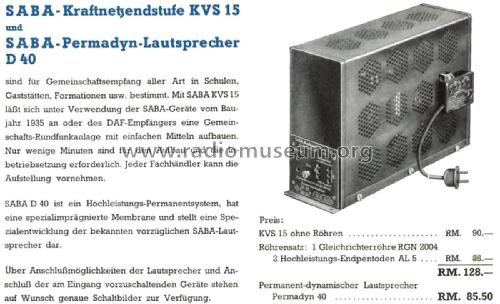 KVS15; SABA; Villingen (ID = 2160875) Ampl/Mixer