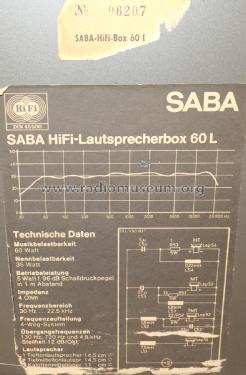 HiFi-Lautsprecherbox 60 L; SABA; Villingen (ID = 2379802) Parlante