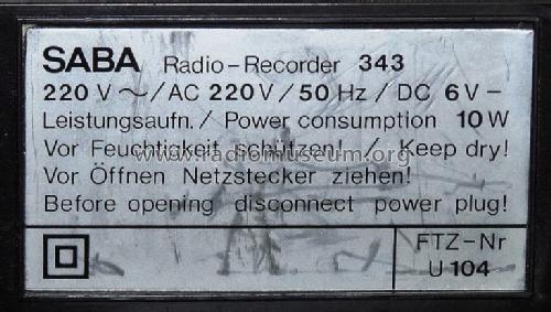 Radio-Recorder RCR 343; SABA; Villingen (ID = 666346) Radio