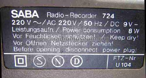 Radio-Recorder RCR 724; SABA; Villingen (ID = 467309) Radio