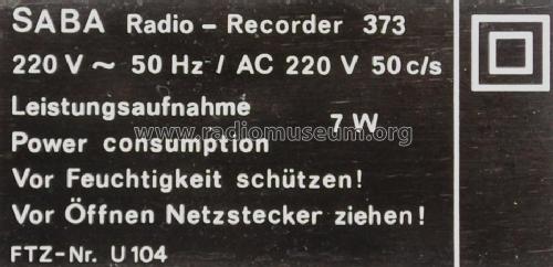 RCR373; SABA; Villingen (ID = 1967758) Radio