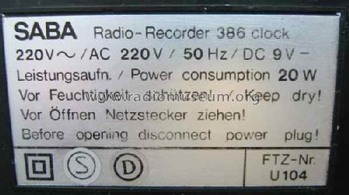 RCR386 clock; SABA; Villingen (ID = 1615184) Radio