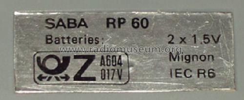 RP60 ; SABA; Villingen (ID = 568808) Radio