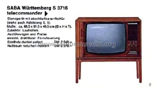 S 3716 Telecommander G; SABA; Villingen (ID = 2851550) Television