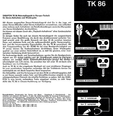 Sabafon TK86; SABA; Villingen (ID = 2227538) R-Player