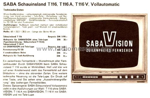 Schauinsland T116V Vollautomatic; SABA; Villingen (ID = 2911183) Television