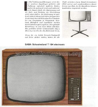 Schauinsland T194 D electronic; SABA; Villingen (ID = 2050803) Television