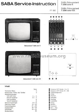 Schauinsland T2280E color; SABA; Villingen (ID = 2050988) Television