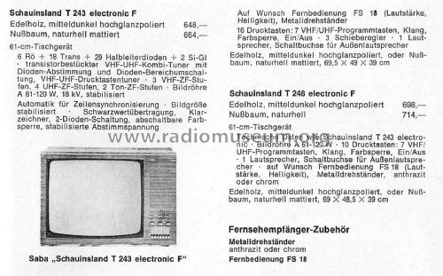 Schauinsland T243 electronic F; SABA; Villingen (ID = 2805992) Television