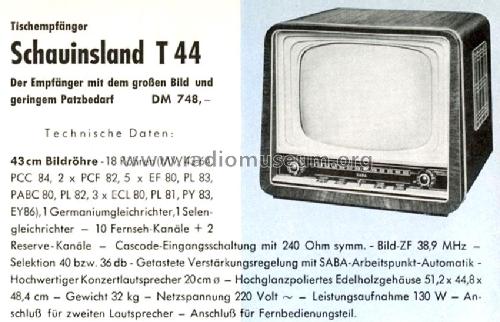 Schauinsland T44; SABA; Villingen (ID = 2049591) Television