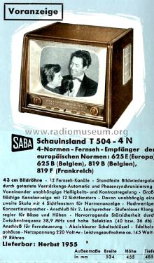 Schauinsland T504-4N; SABA; Villingen (ID = 2902764) Télévision