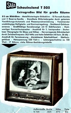 Schauinsland T505; SABA; Villingen (ID = 2902157) Television