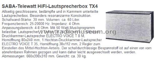 Telewatt TX4; SABA; Villingen (ID = 2357413) Speaker-P