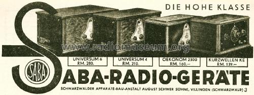 Universum 4 ; SABA; Villingen (ID = 1746858) Radio