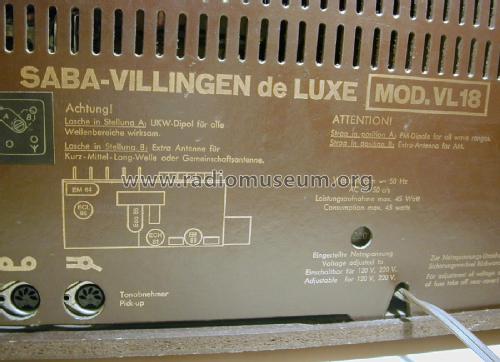Villingen de Luxe Mod. VL18; SABA; Villingen (ID = 2399676) Radio
