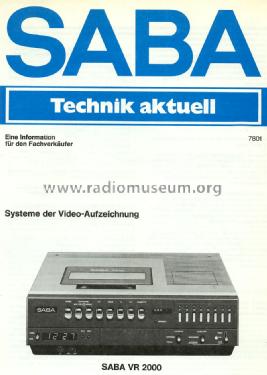 Video Cassette Recorder VR-2000; SABA; Villingen (ID = 1276183) R-Player