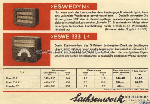 Eswe 333L; Sachsenwerk bis 1945 (ID = 1389571) Radio