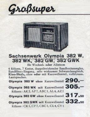 Olympia 382GW; Sachsenwerk bis 1945 (ID = 2817364) Radio