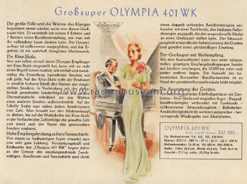 Olympia 401WK; Sachsenwerk bis 1945 (ID = 1275257) Radio